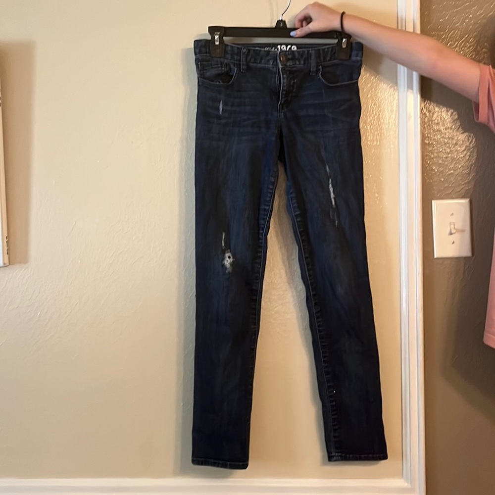 Size 12-  High Rise Blue jeans with small rips